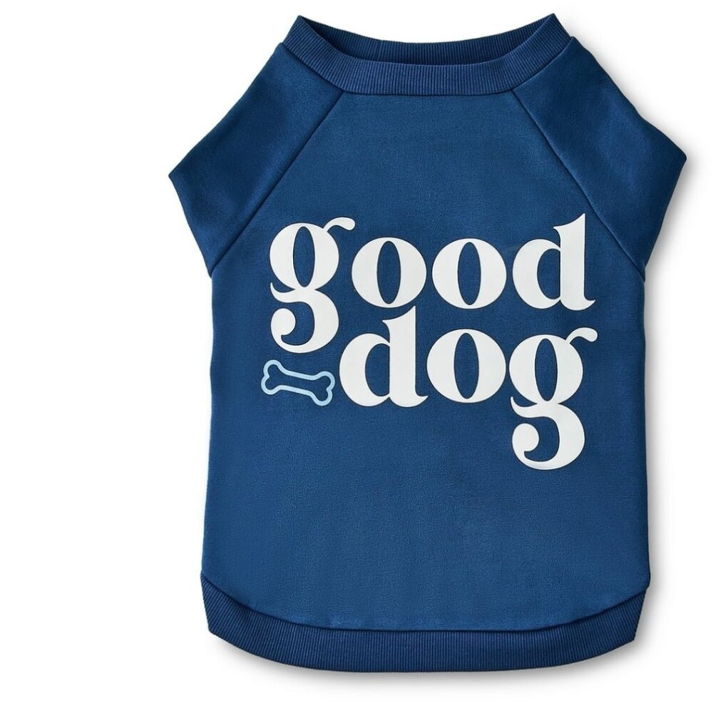 Vibrant Life Good Dog Raglan Dog T-Shirt, Blue, Medium